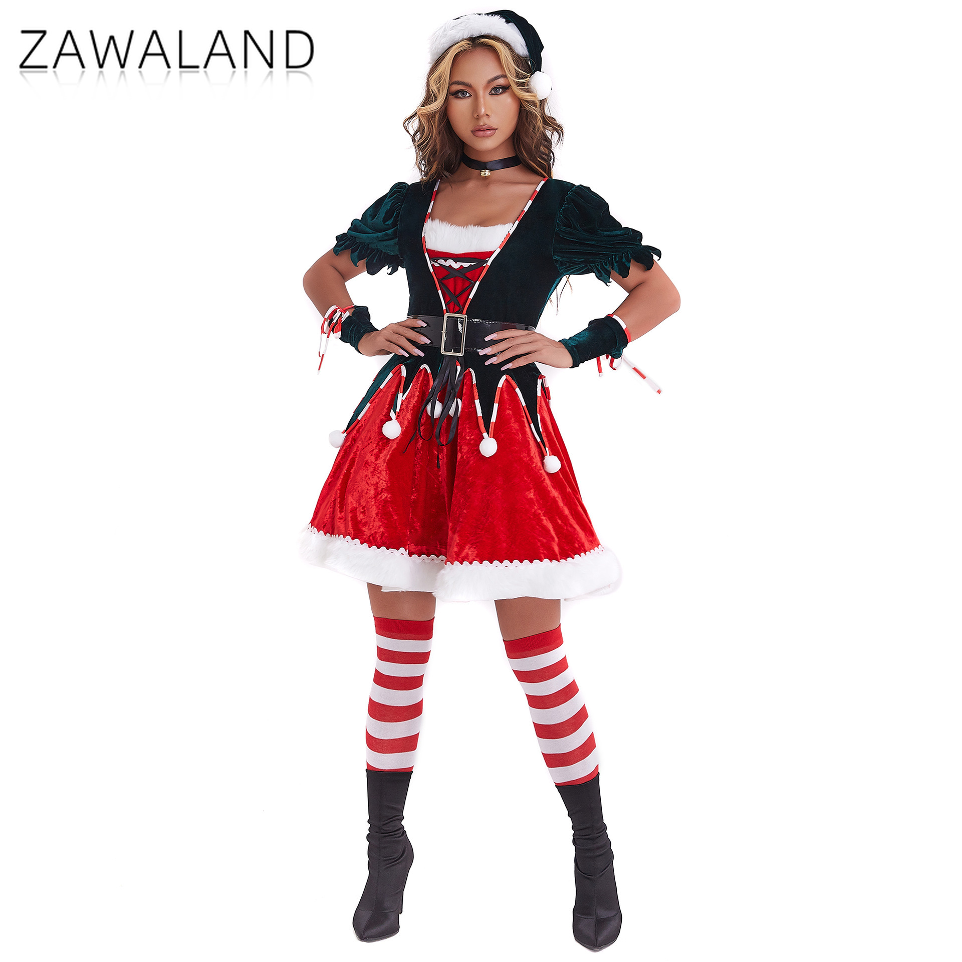 Elf Costume Christmas - Christmas Elf Cosplay Dresses Woman Velvet