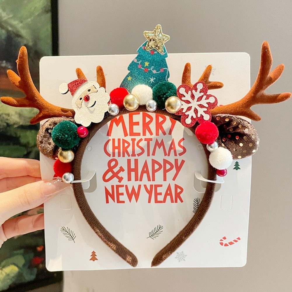 Reindeer Antlers Headband - Cute Red Velvet Antler Hairband Velvet