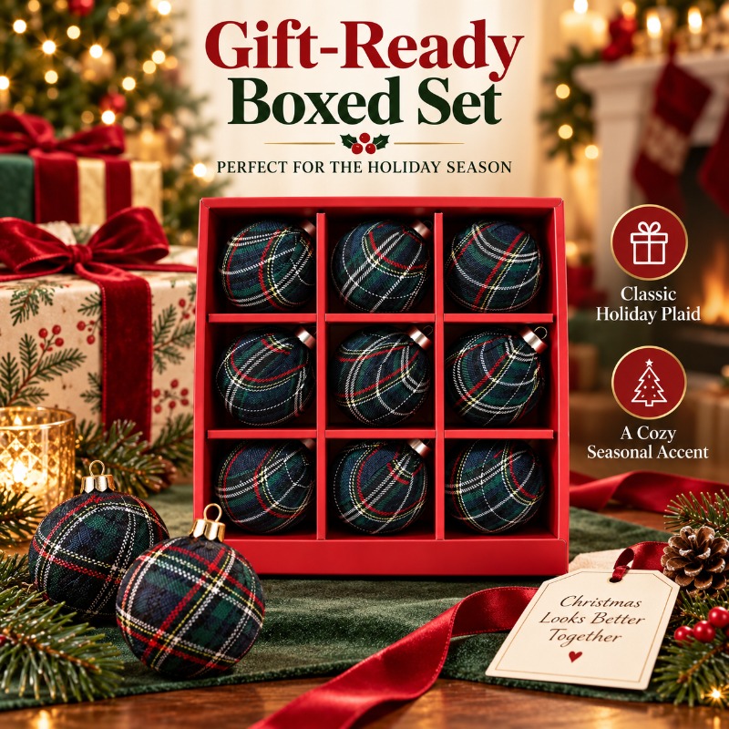 9Pcs 8cm Fabric Wrapped Plaid  - Gift Box Wrap Set review and price