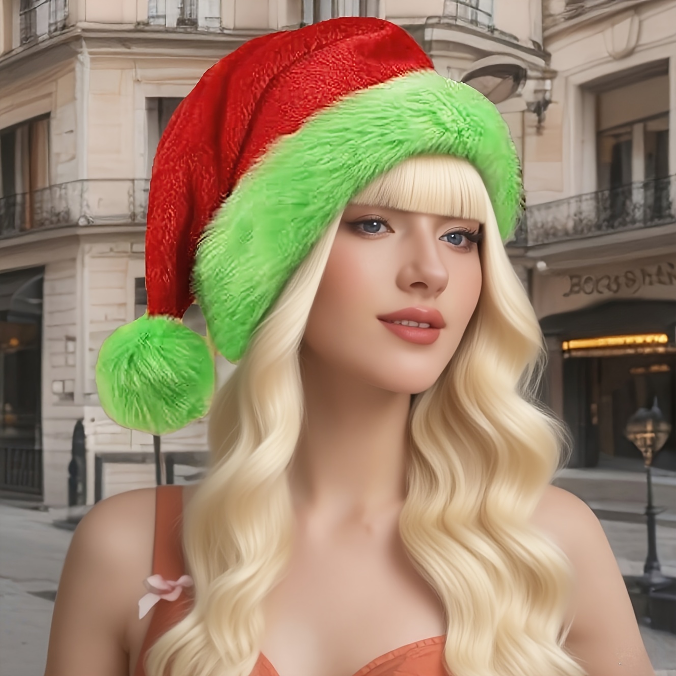 Fluorescent Green Edge Red San - Santa Hat Plush review and price