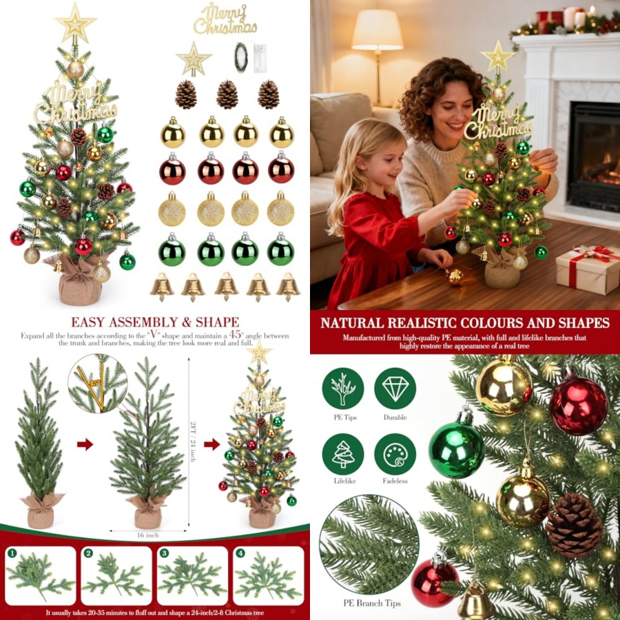 2FT Mini Christmas Tree, Table - Christmas Tree Artificial review and price