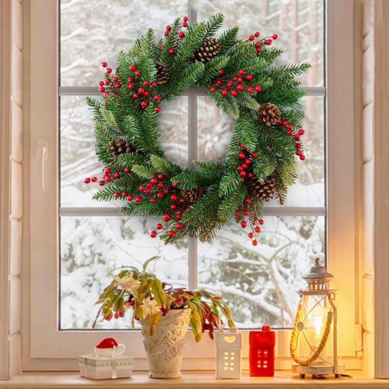 50cm Artificial Christmas Wrea - Christmas Wreath Fake review and price