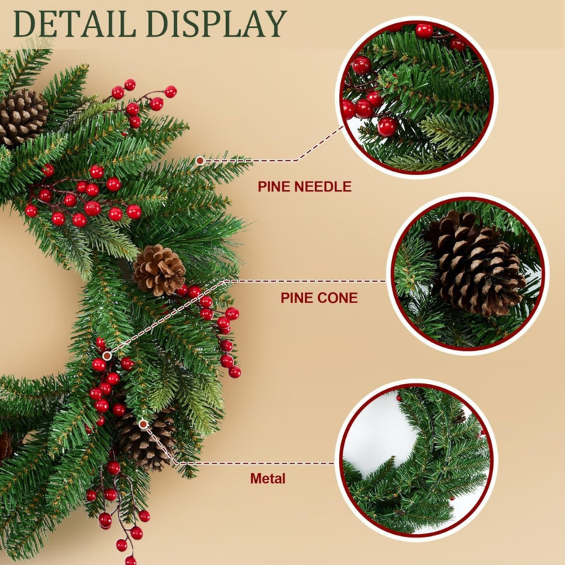 50cm Artificial Christmas Wrea - Christmas Wreath Fake review and price