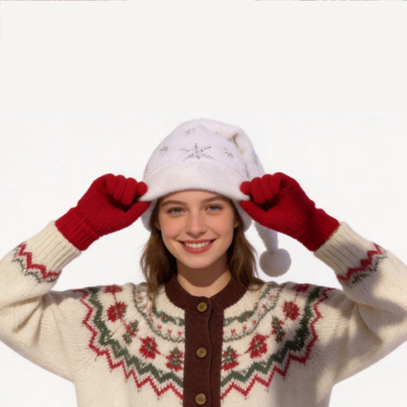 White Plush Christmas Hat Gold - Santa Hat Plush review and price