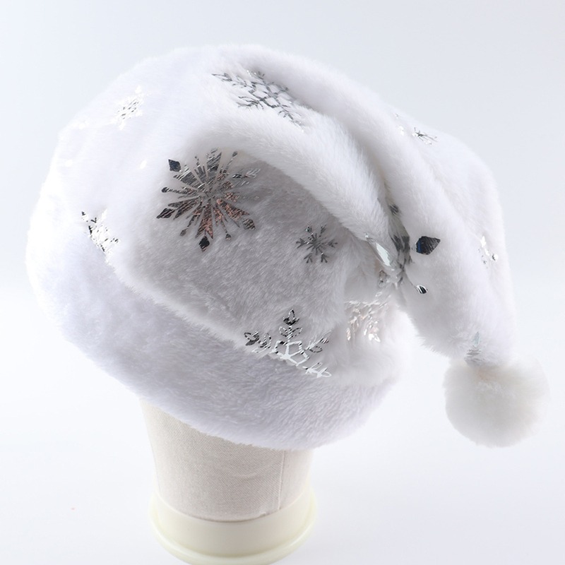 White Plush Christmas Hat Gold - Santa Hat Plush review and price