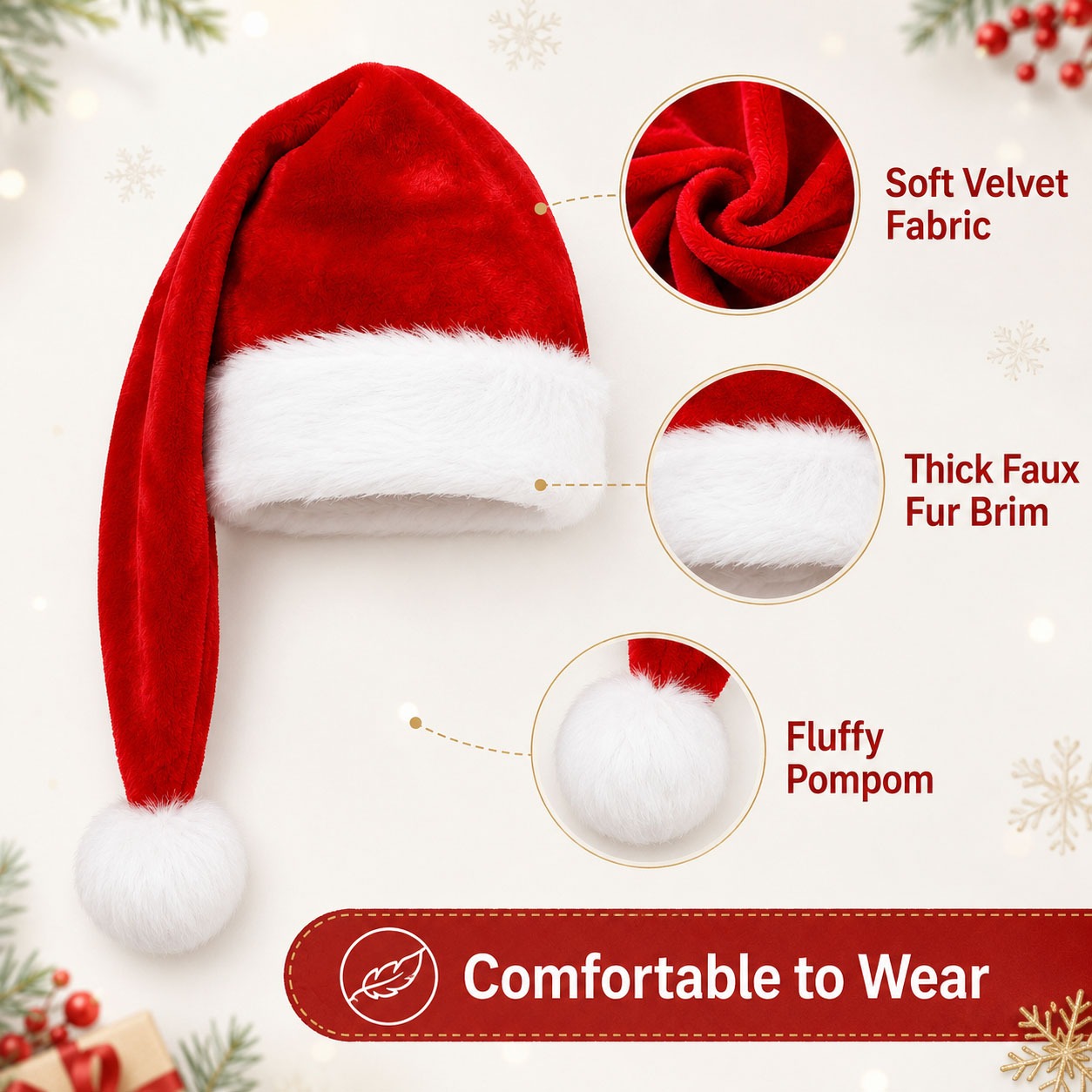 Fluffy Red Santa Hats Set with - Santa Hat Plush review and price