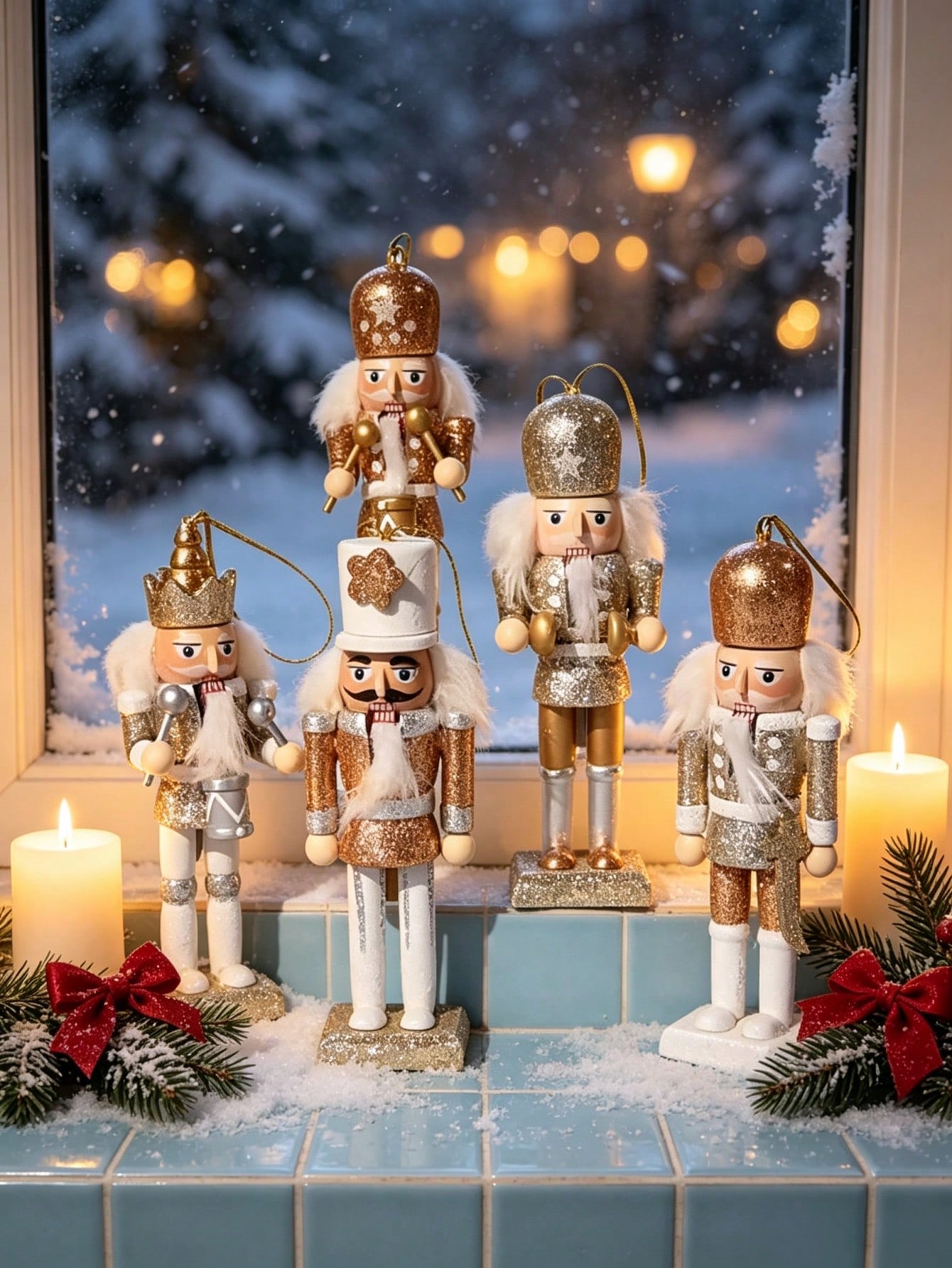 5pcs Champagne Gold Glitter Nu - Nutcracker Figurine review and price