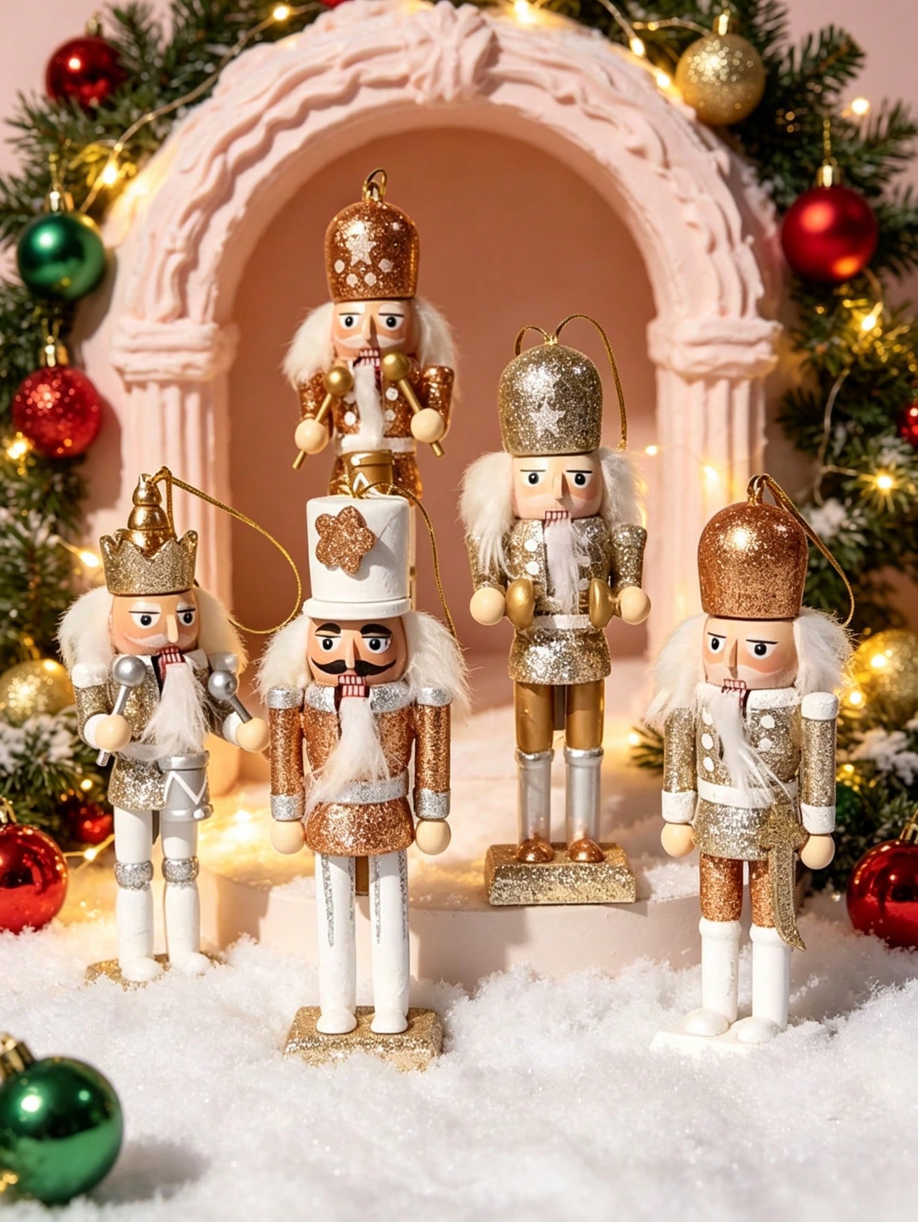 5pcs Champagne Gold Glitter Nu - Nutcracker Figurine review and price